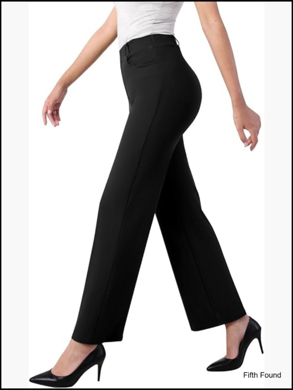 Women's Straight Wide Leg Dress Pants Stretchy Work Slacks with Pockets